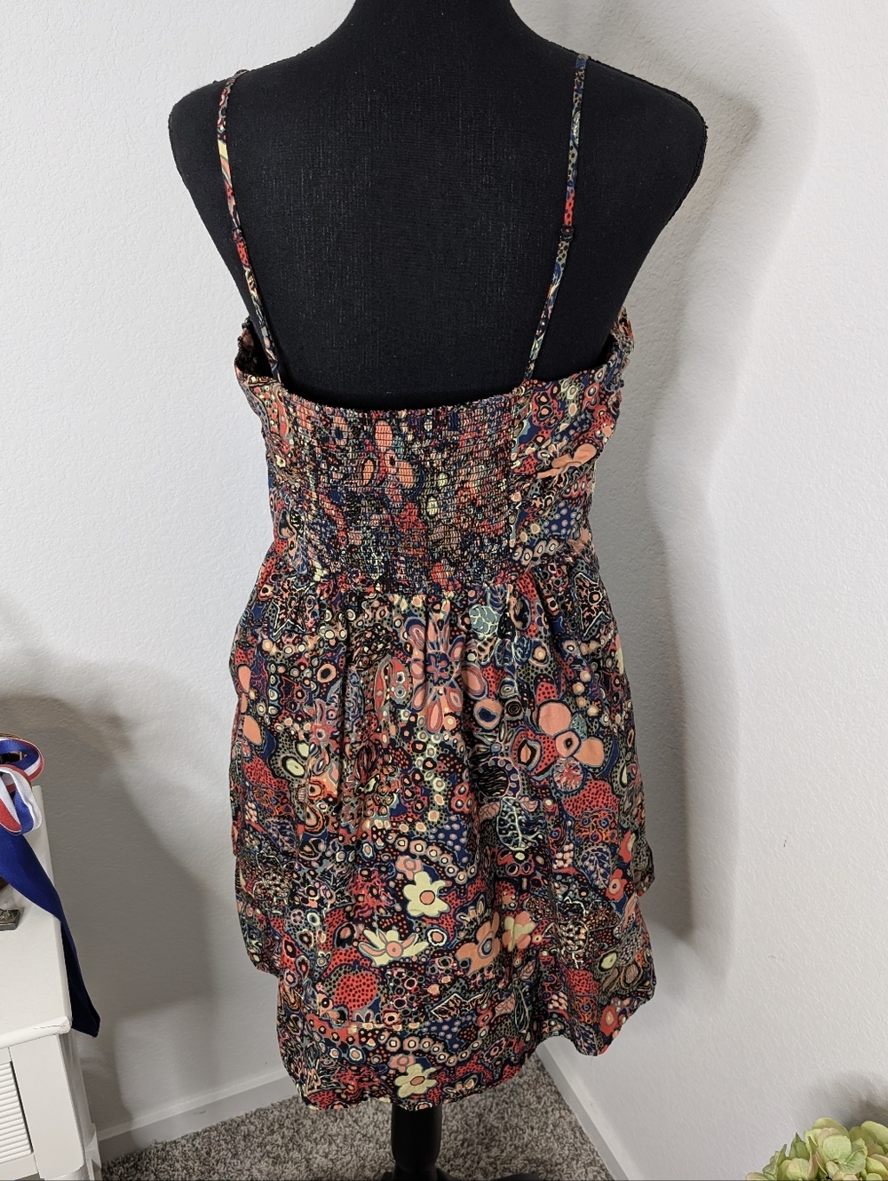 💘 A.L.C. Dani Floral Cotton Mini Dress in Sangria Multi Tie Front Cutout - Picture 11 of 14
